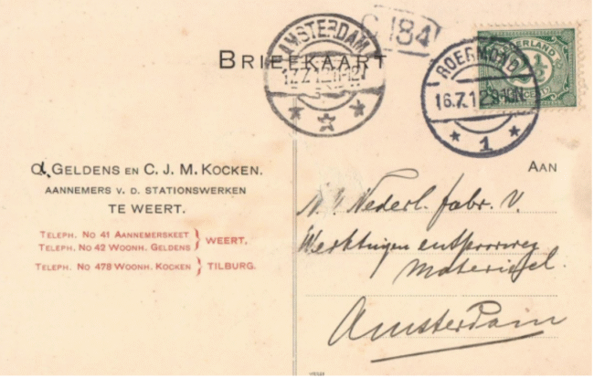 Oude ansichtkaart_station Weert_achterkant