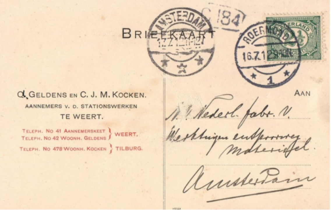 Oude ansichtkaart_station Weert_achterkant